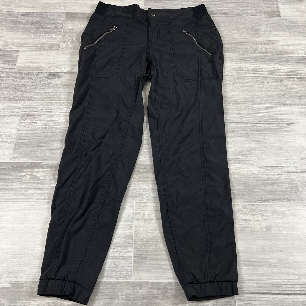 Athleta Trekkie Crop Jogger Pant Women's Size 4 Black Zip Pockets Cuffed # 67598